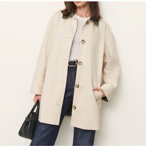 Reformation Cream Blazer with Green Accents